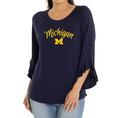 Women's Navy Michigan Wolverines Renata 3/4-Sleeve T-Shirt