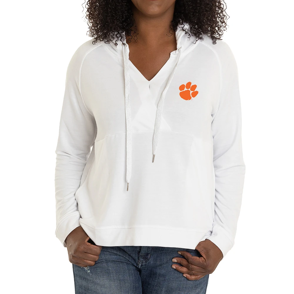 Women's White Clemson Tigers Christine Pullover Hoodie