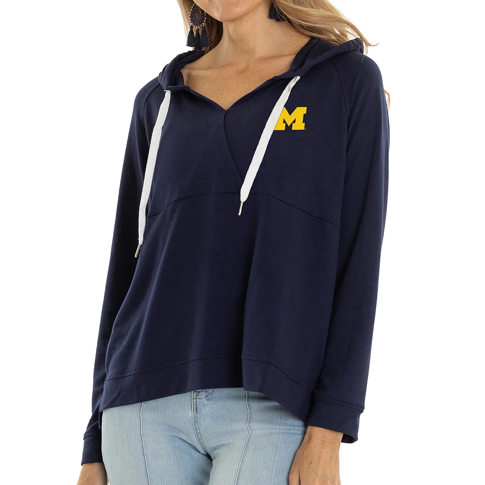 Women's Navy Michigan Wolverines Christine Pullover Hoodie