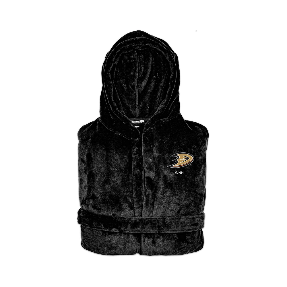 Unisex ISlide Black Anaheim Ducks Phantom Hooded Bathrobe