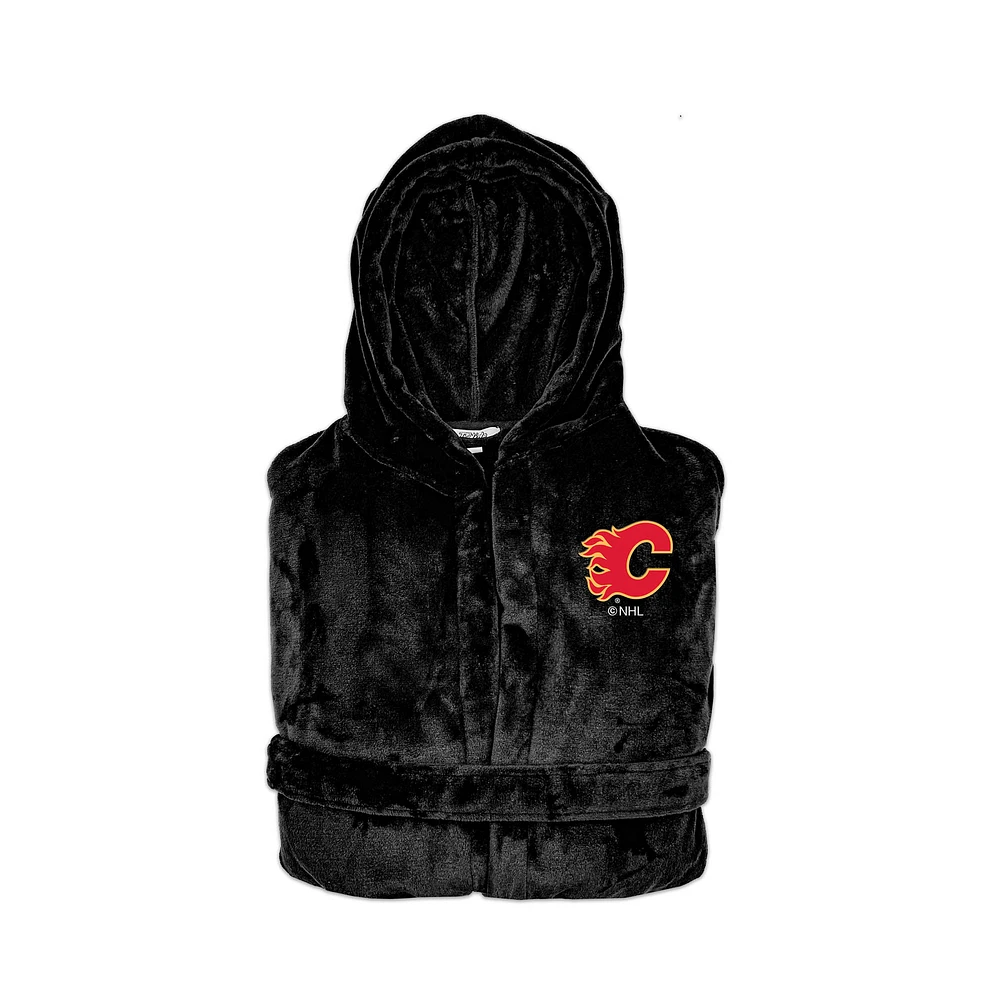 Unisex ISlide Black Calgary Flames Phantom Hooded Bathrobe