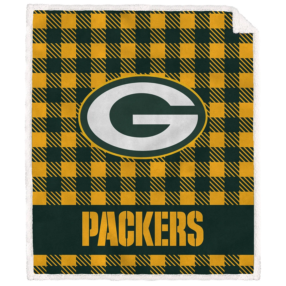 Green Bay Packers 50" x 60" Buffalo Check Royal Plush Sherpa Blanket
