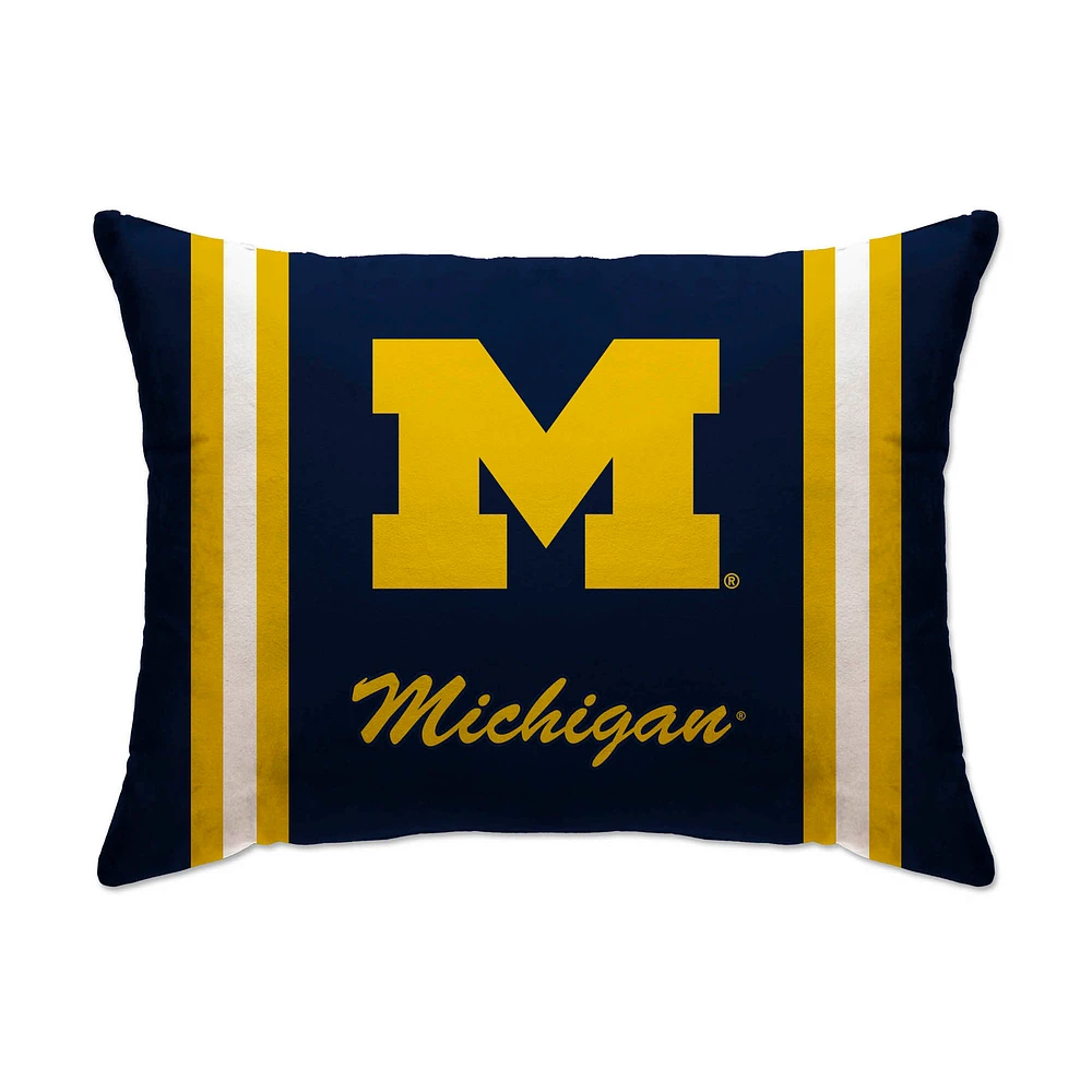 Michigan Wolverines 20" x 26" Standard Stripe Logo Micro Plush Bed Pillow Cover