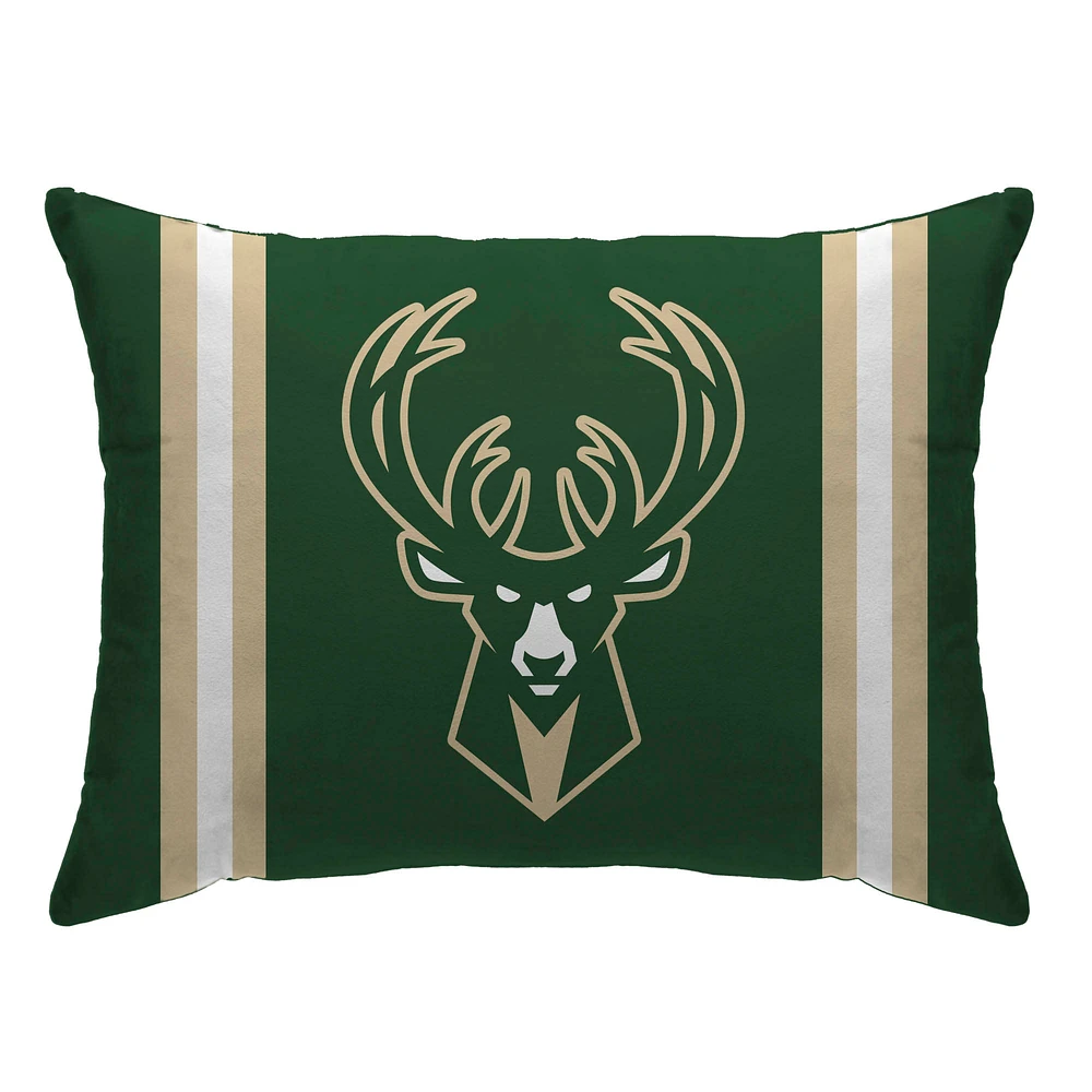 Milwaukee Bucks 20" x 26" Standard Stripe Logo Micro Plush Bed Pillow Cover