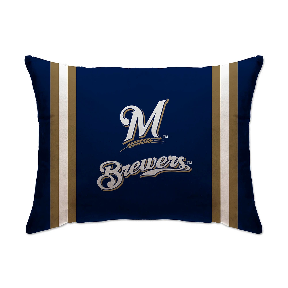 Milwaukee Brewers 20" x 26" Standard Stripe Logo Micro Plush Bed Pillow Cover