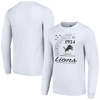 Men's Starter White Detroit Lions Arch City Long Sleeve T-Shirt