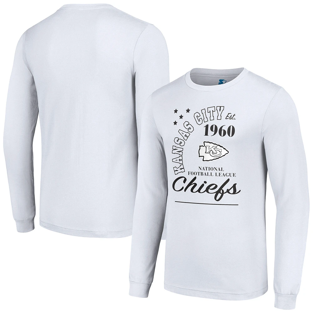 Men's Starter White Kansas City Chiefs Arch Long Sleeve T-Shirt