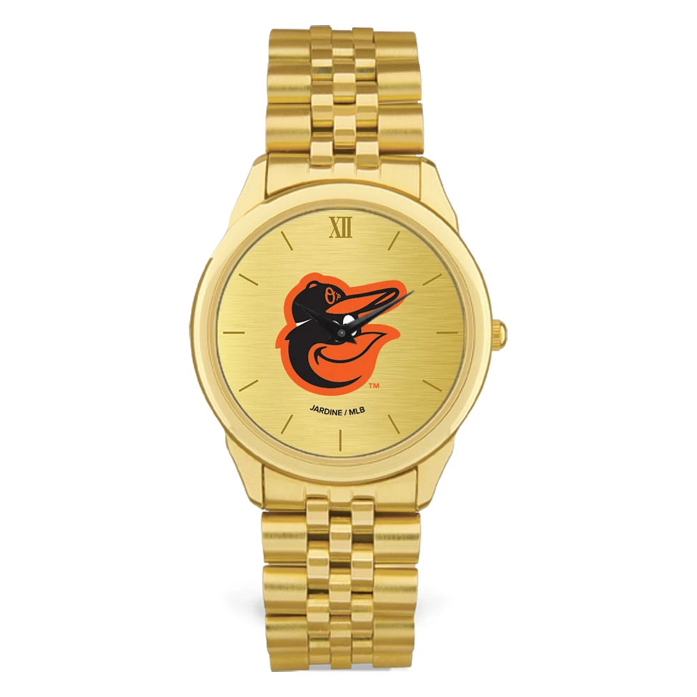 Men's Gold Baltimore Orioles Rolled Link Bracelet Wristwatch