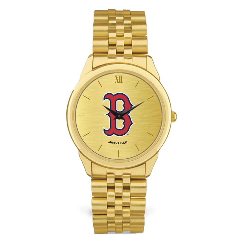 Men's Gold Boston Red Sox Rolled Link Bracelet Wristwatch