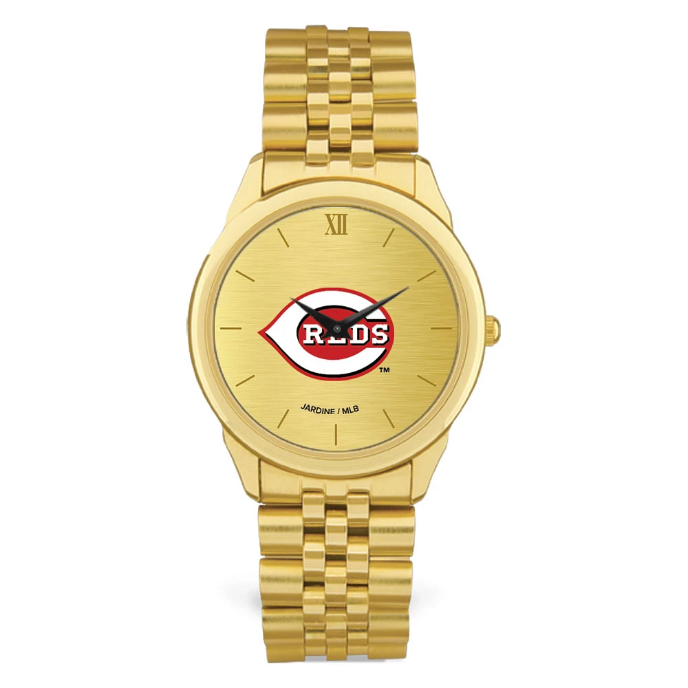 Men's Gold Cincinnati Reds Rolled Link Bracelet Wristwatch
