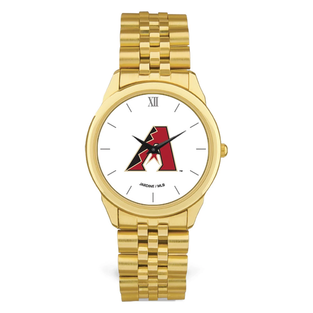 Men's Gold Arizona Diamondbacks White Dial Rolled Link Bracelet Wristwatch