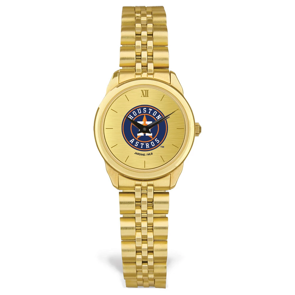 Women's Gold Houston Astros Rolled Link Bracelet Wristwatch