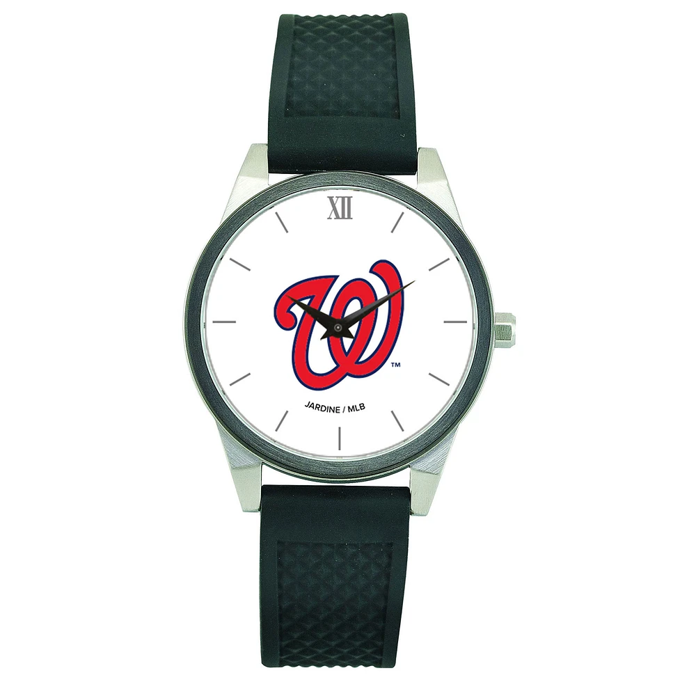 Women's Black Washington Nationals Silicone Strap Wristwatch