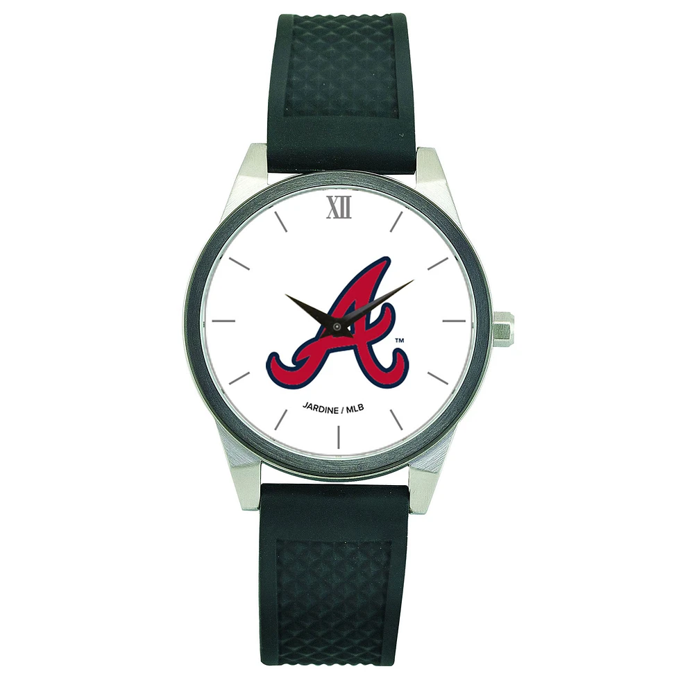 Women's Black Atlanta Braves Silicone Strap Wristwatch