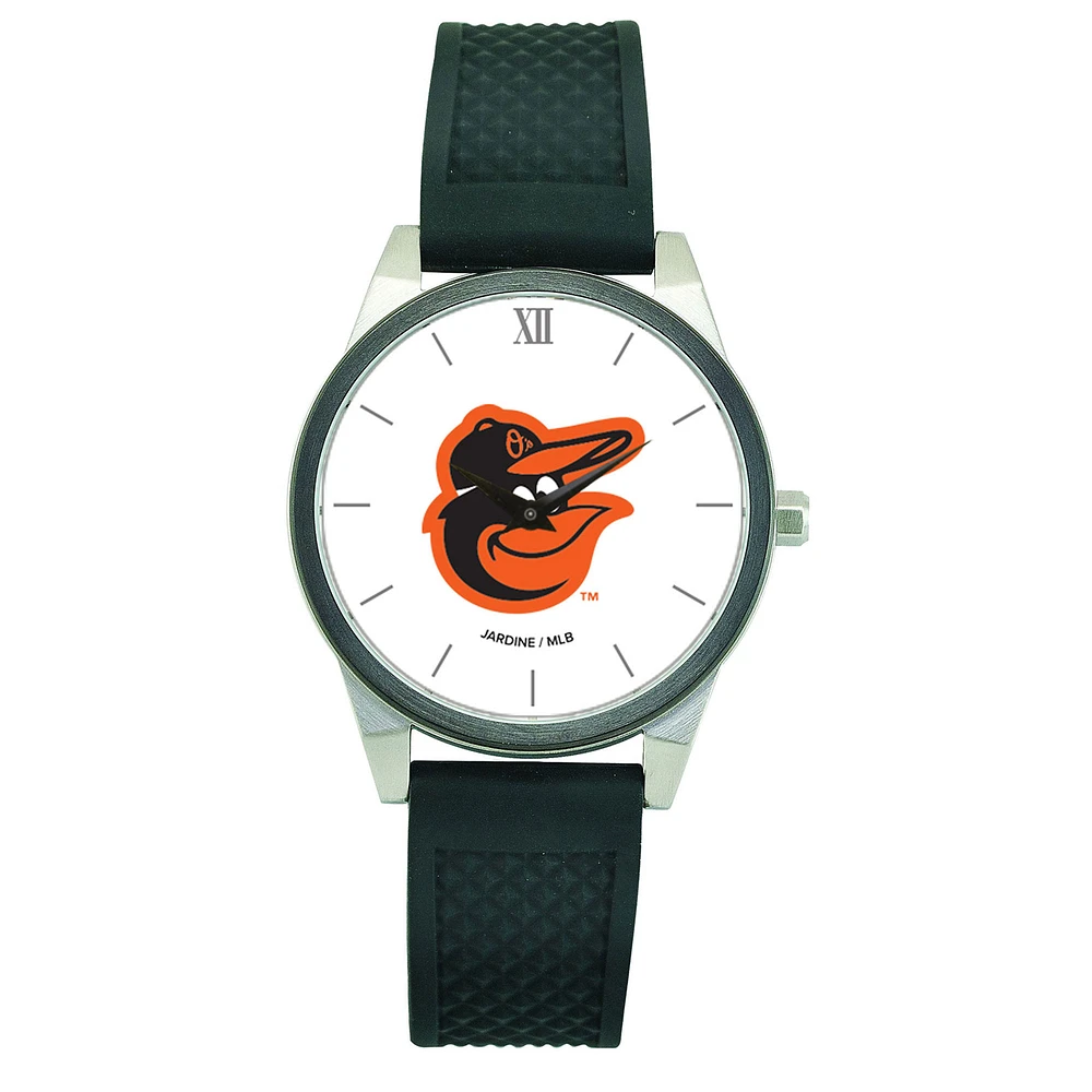 Women's Black Baltimore Orioles Silicone Strap Wristwatch