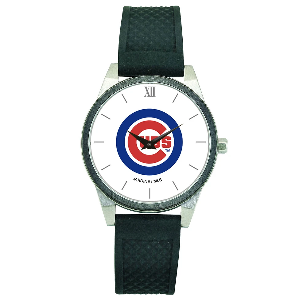 Women's Black Chicago Cubs Silicone Strap Wristwatch