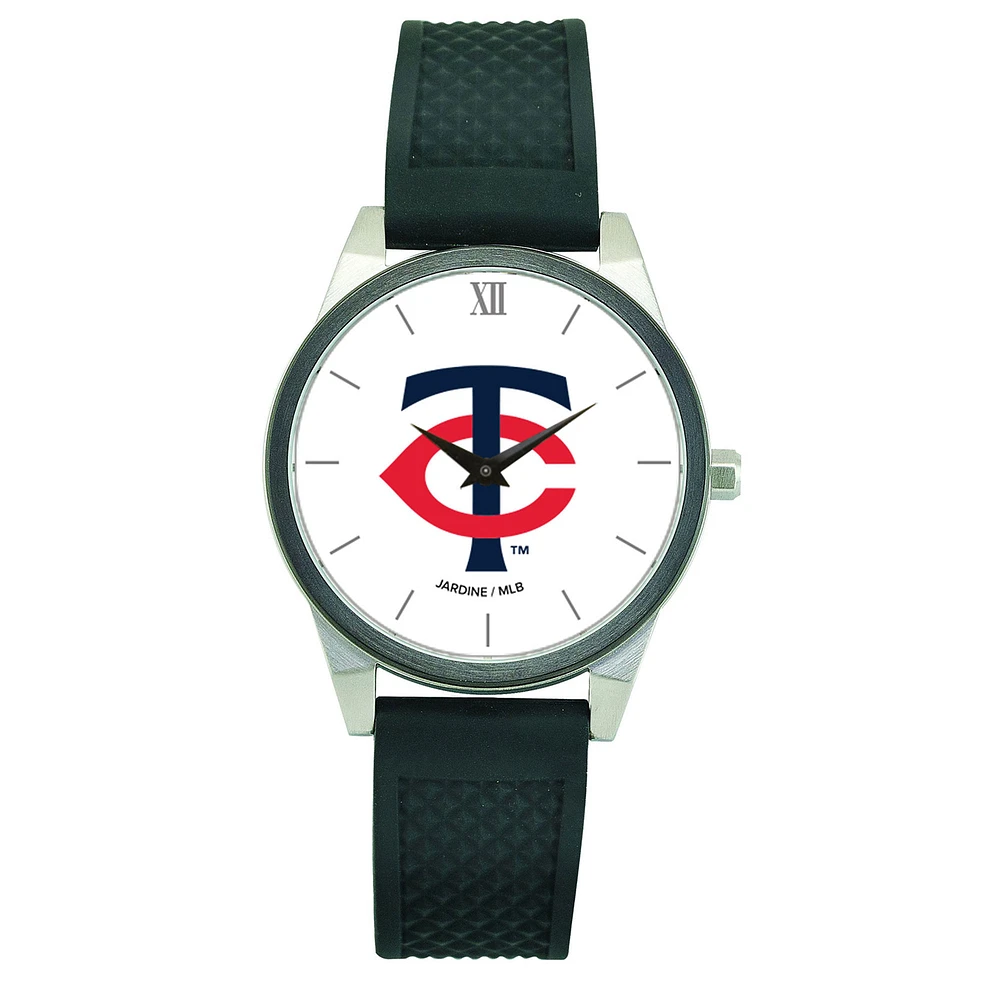 Women's Black Minnesota Twins Silicone Strap Wristwatch