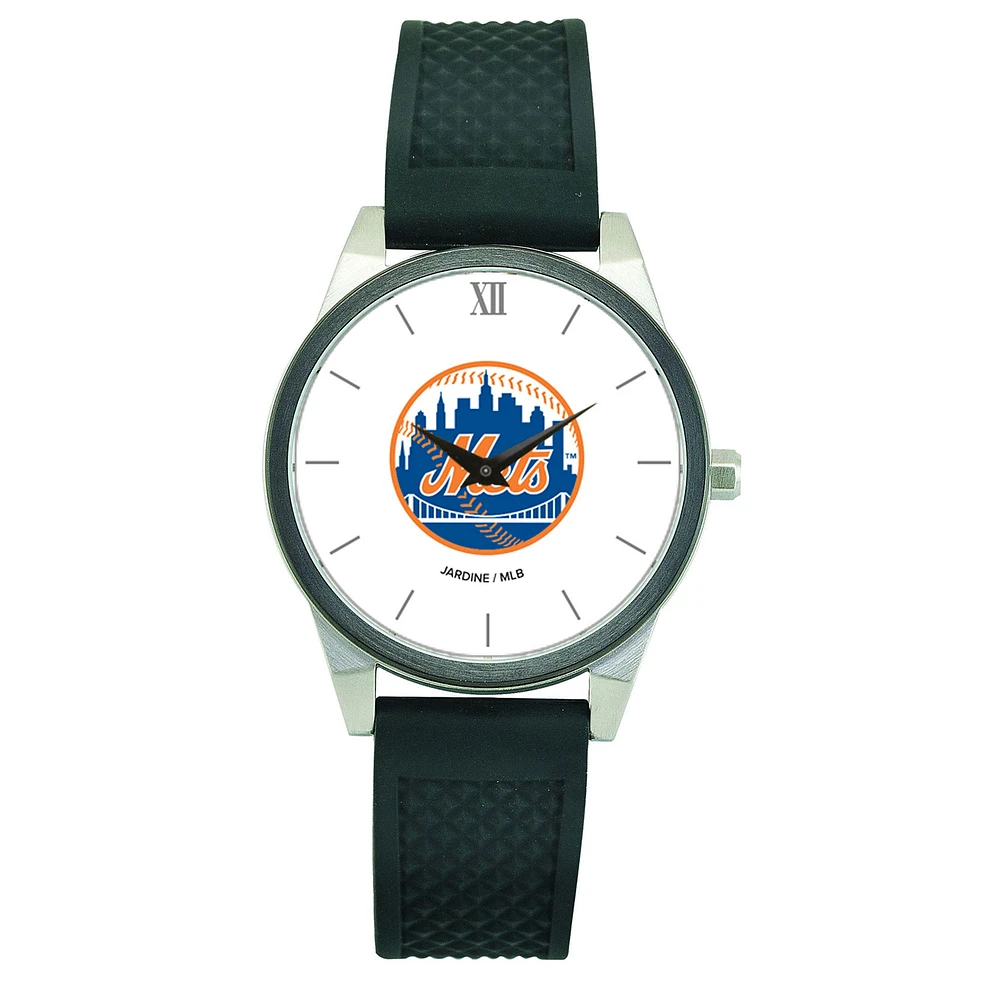 Women's Black New York Mets Silicone Strap Wristwatch