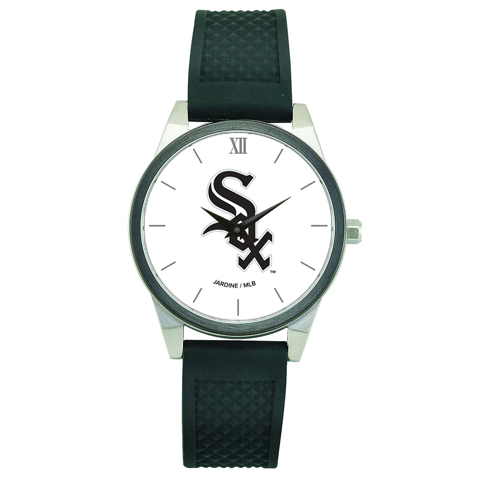 Women's Black Chicago White Sox Silicone Strap Wristwatch