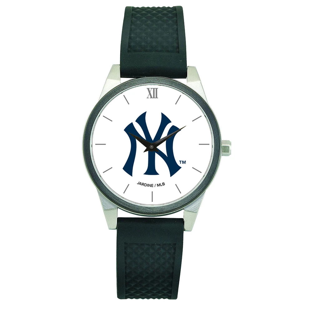 Women's Black New York Yankees Silicone Strap Wristwatch