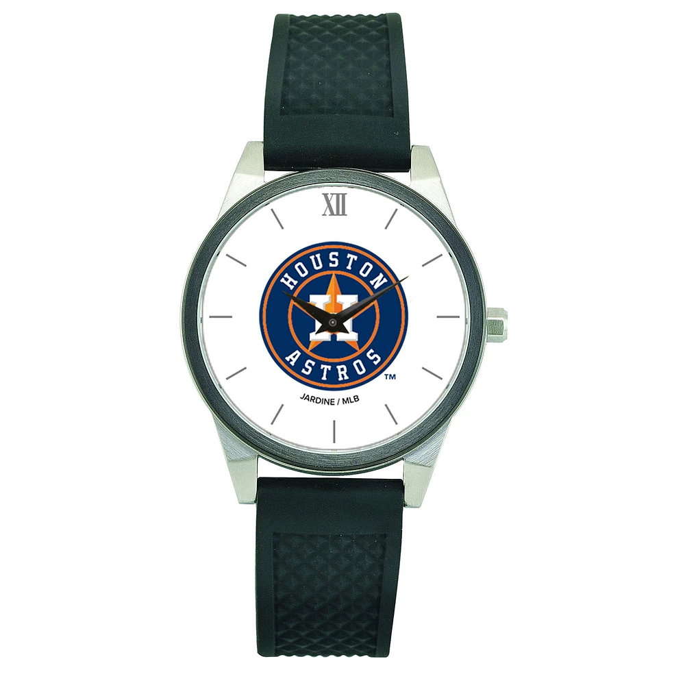 Women's Black Houston Astros Silicone Strap Wristwatch