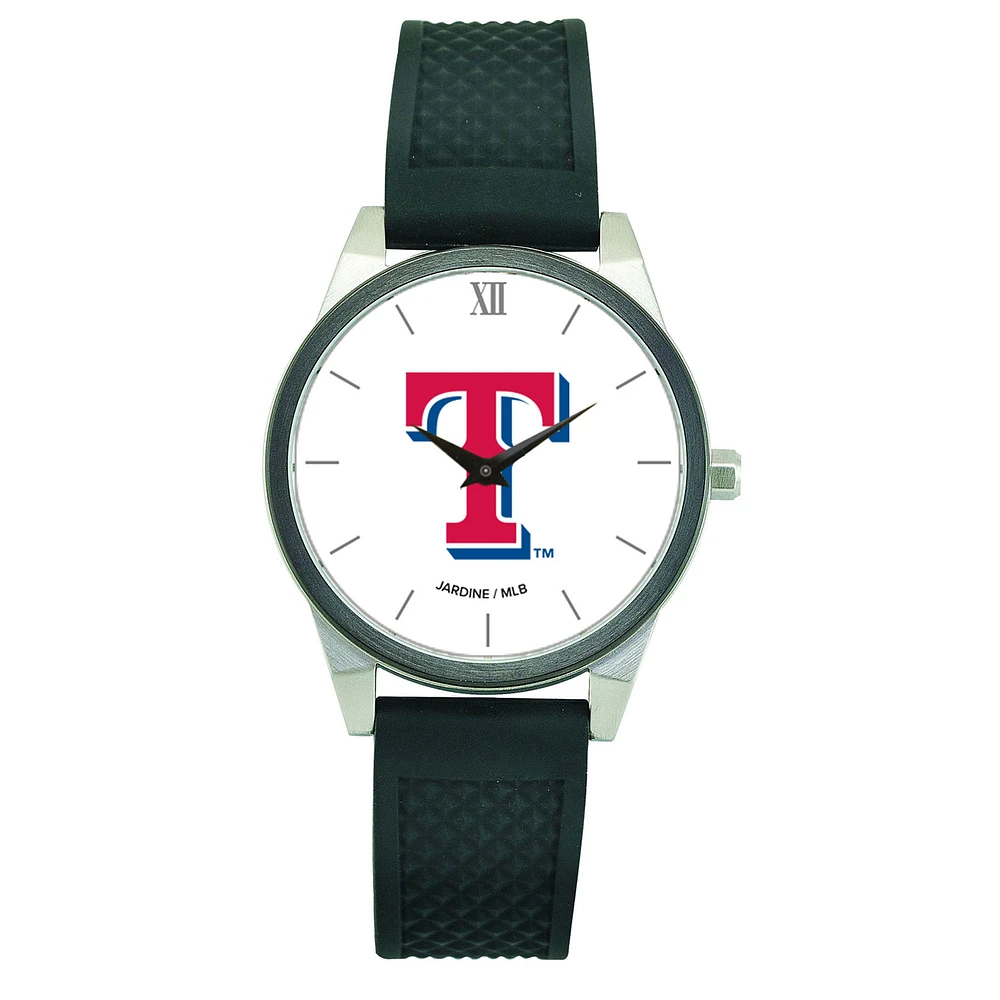 Women's Black Texas Rangers Silicone Strap Wristwatch