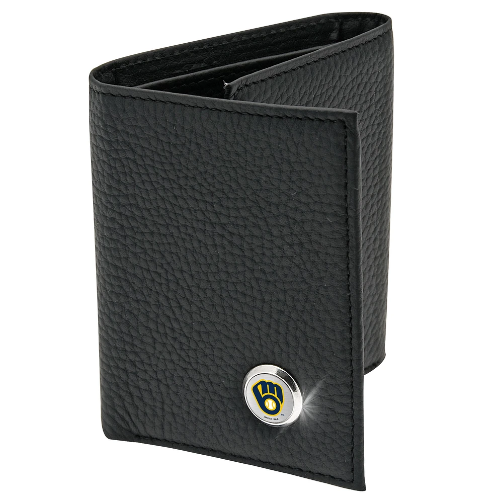 Men's Black Milwaukee Brewers Leather Wallet