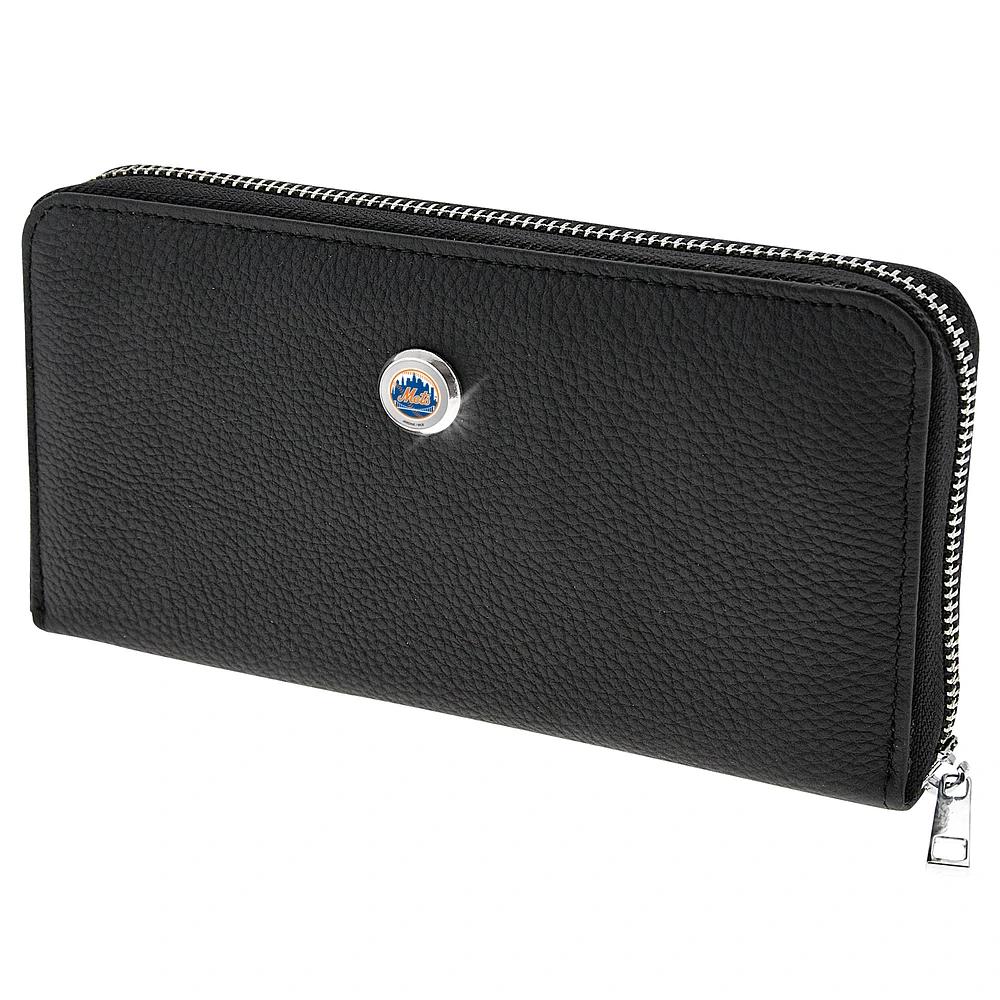 Women's Black New York Mets Leather Zipper Wallet