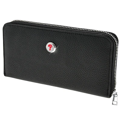 Women's Black Philadelphia Phillies Leather Zipper Wallet