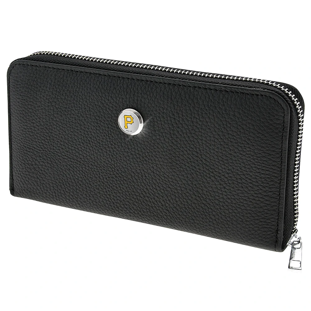 Women's Black Pittsburgh Pirates Leather Zipper Wallet