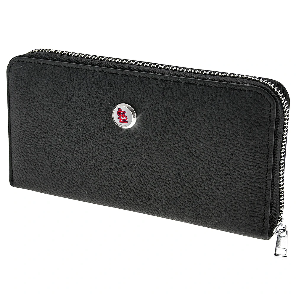 Women's Black St. Louis Cardinals Leather Zipper Wallet