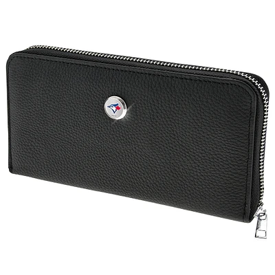 Women's Black Toronto Blue Jays Leather Zipper Wallet