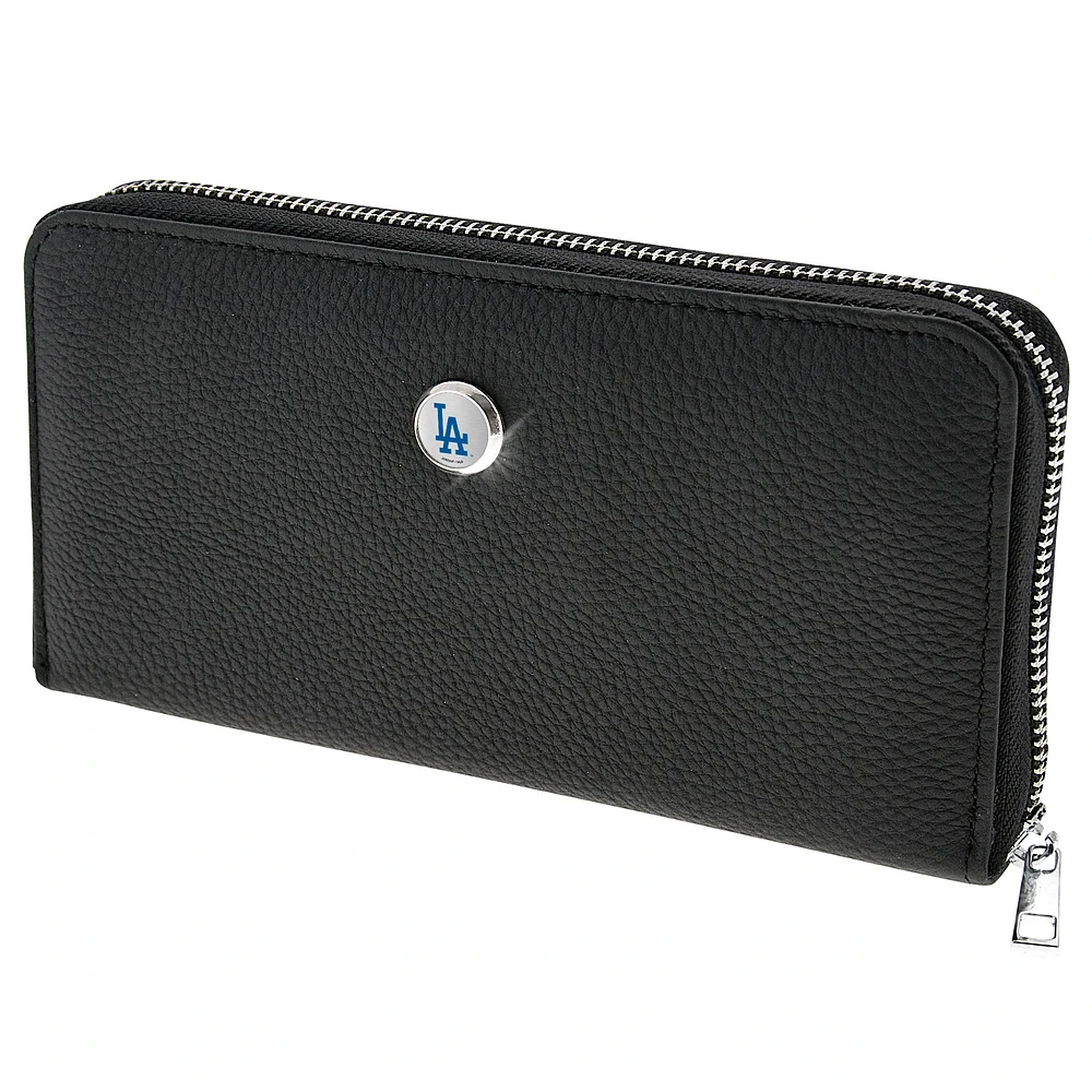 Women's Black Los Angeles Dodgers Leather Zipper Wallet