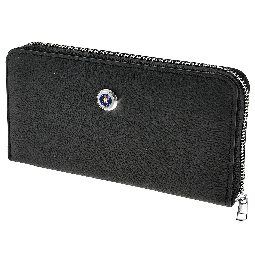 Women's Black Houston Astros Leather Zipper Wallet