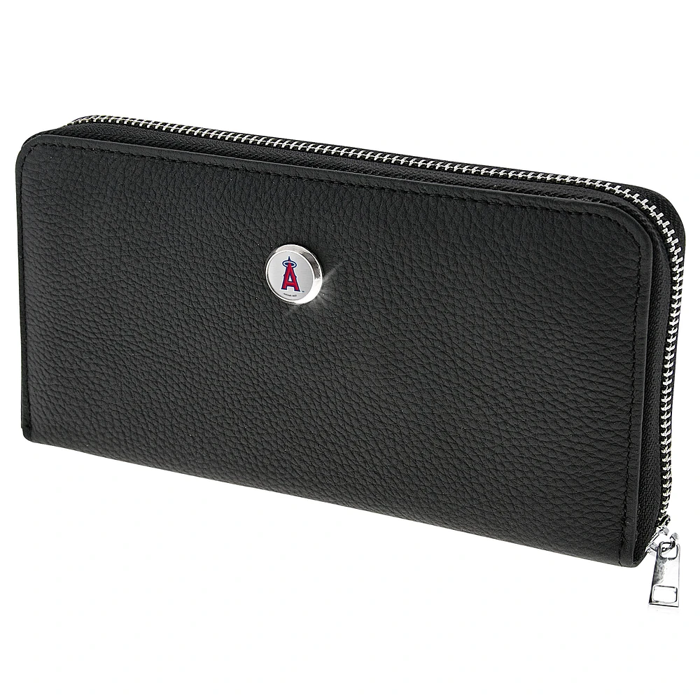 Women's Black Los Angeles Angels Leather Zipper Wallet