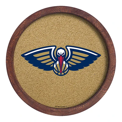 New Orleans Pelicans 20.25'' Round Faux Barrel Framed Cork Board