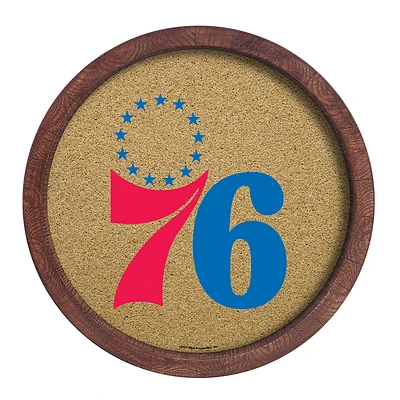 Philadelphia 76ers 20.25'' Round Faux Barrel Framed Cork Board