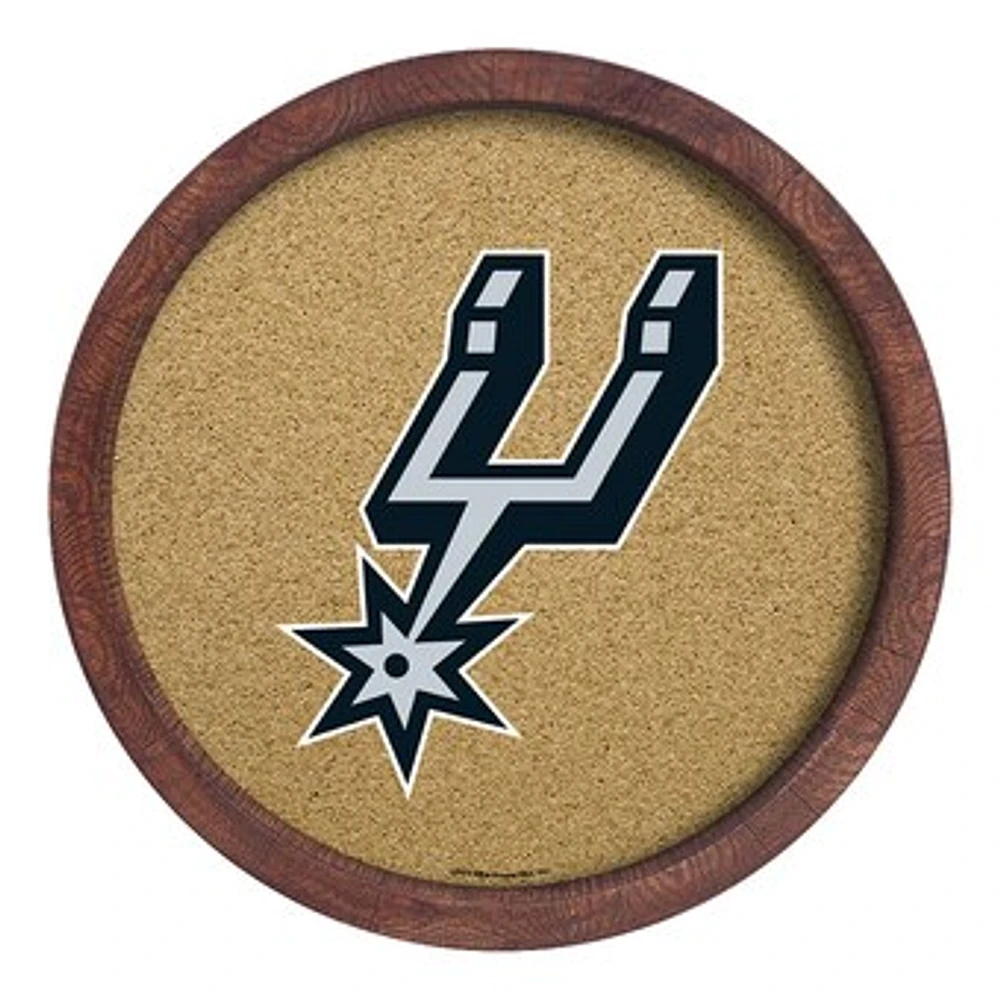 San Antonio Spurs 20.25'' Round Faux Barrel Framed Cork Board