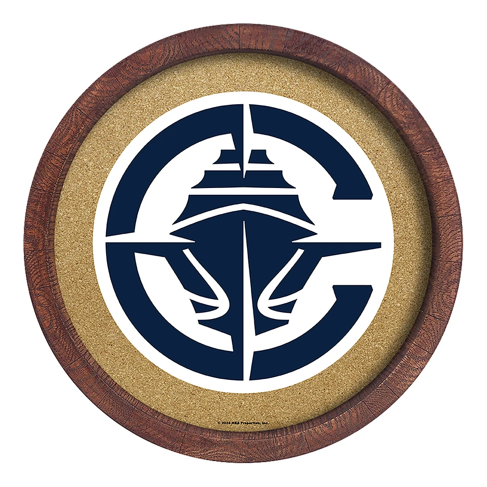 LA Clippers 20.25'' Round Faux Barrel Framed Cork Board