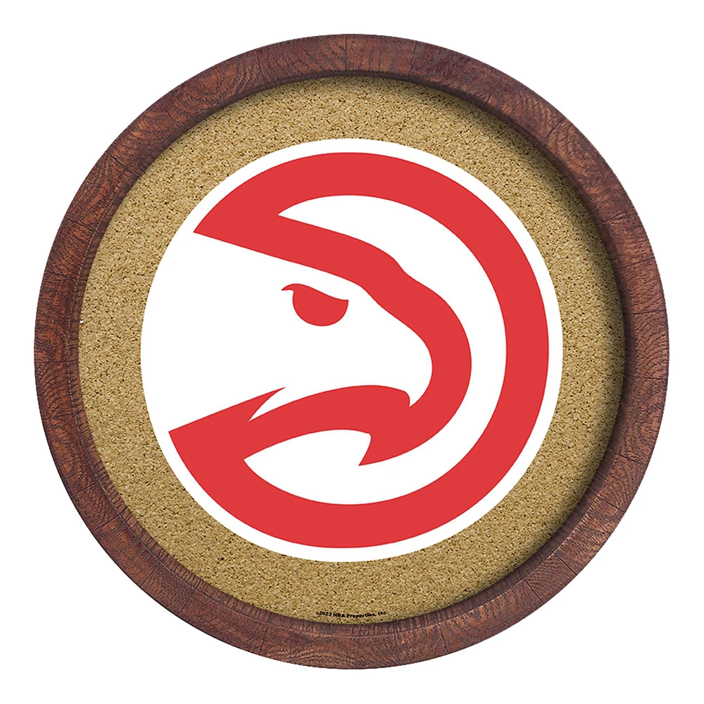 Atlanta Hawks 20.25'' Round Faux Barrel Framed Cork Board