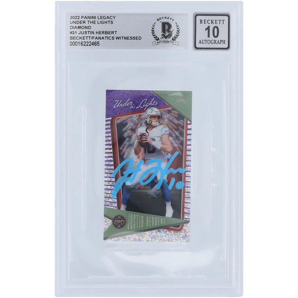 Justin Herbert Los Angeles Chargers Autographed 2022 Panini Legacy Diamond #UL-31 #/10 Beckett Fanatics Witnessed Authenticated 10 Card