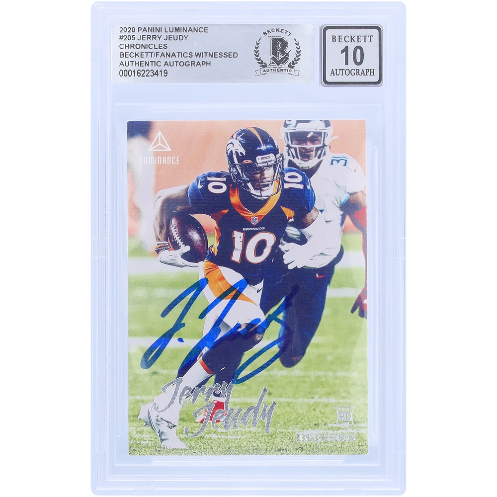 Jerry Jeudy Denver Broncos Autographed 2020 Panini Luminance #205 Beckett Fanatics Witnessed Authenticated 10 Rookie Card