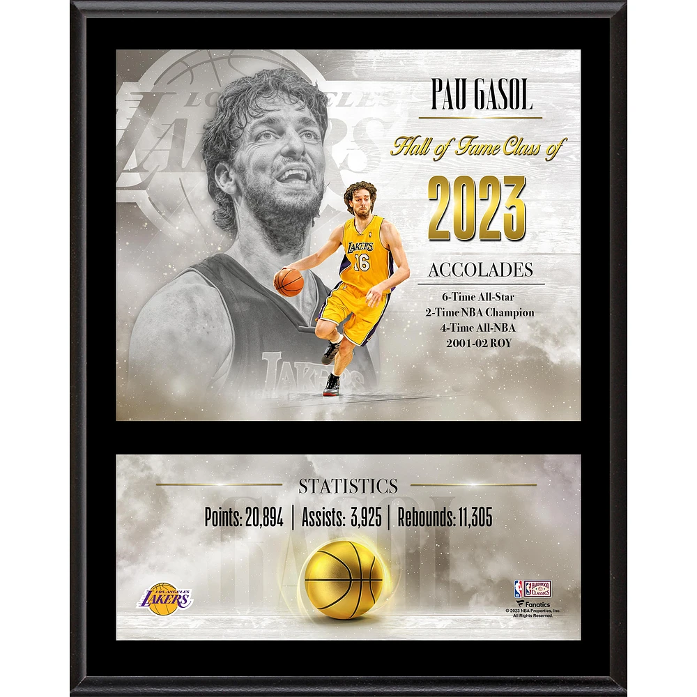Pau Gasol Los Angeles Lakers 12" x 15" Hardwood Classic Sublimated Player Plaque