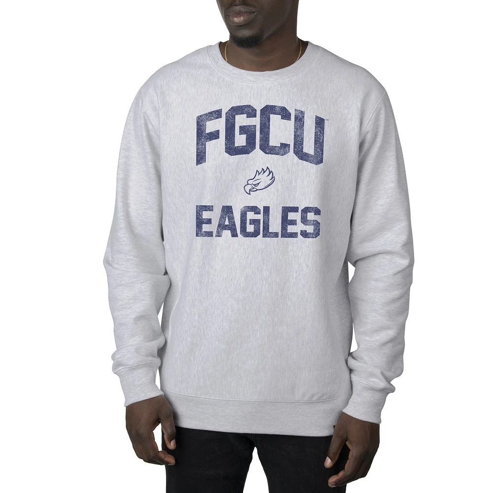 Men's Uscape Apparel Heather Gray Florida Gulf Coast Eagles Premium Heavyweight Crew Neck Sweatshirt