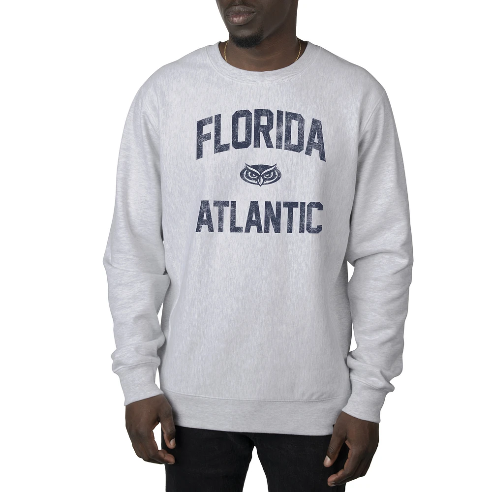 Men's Uscape Apparel Heather Gray Florida Atlantic Owls Premium Heavyweight Crew Neck Sweatshirt