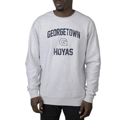 Men's Uscape Apparel Heather Gray Georgetown Hoyas Premium Heavyweight Crew Neck Sweatshirt