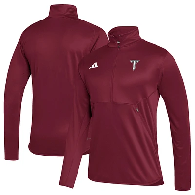 Men's adidas Cardinal Troy University Trojans Sideline Stadium Knit Quarter-Zip Pullover Top