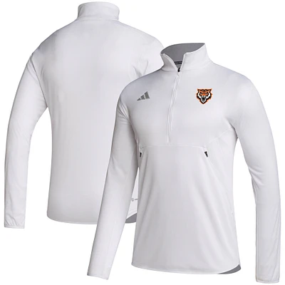 Men's adidas White Idaho State Bengals Sideline Stadium Knit Quarter-Zip Pullover Top