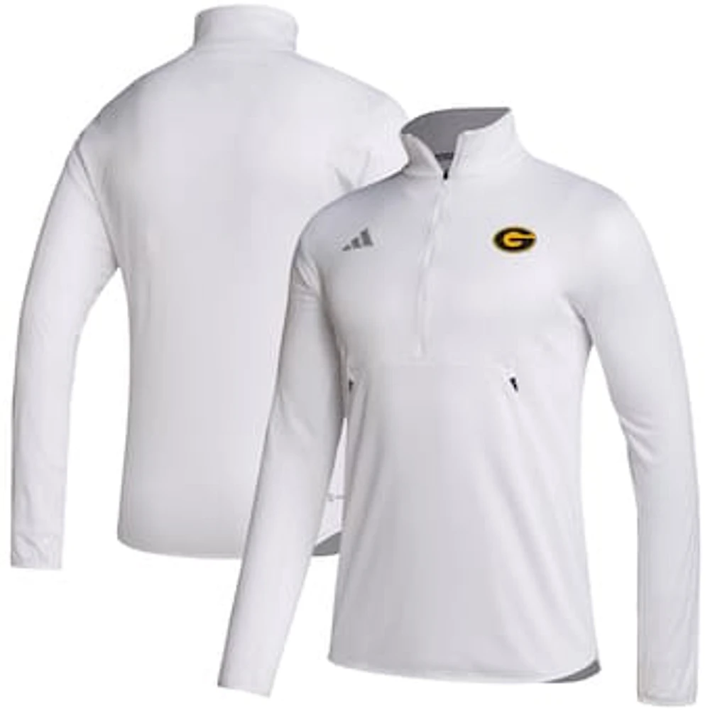 Men's adidas White Grambling Tigers Sideline Stadium Knit Quarter-Zip Pullover Top