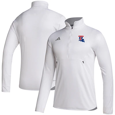 Men's adidas White Louisiana Tech Bulldogs Sideline Stadium Knit Quarter-Zip Pullover Top